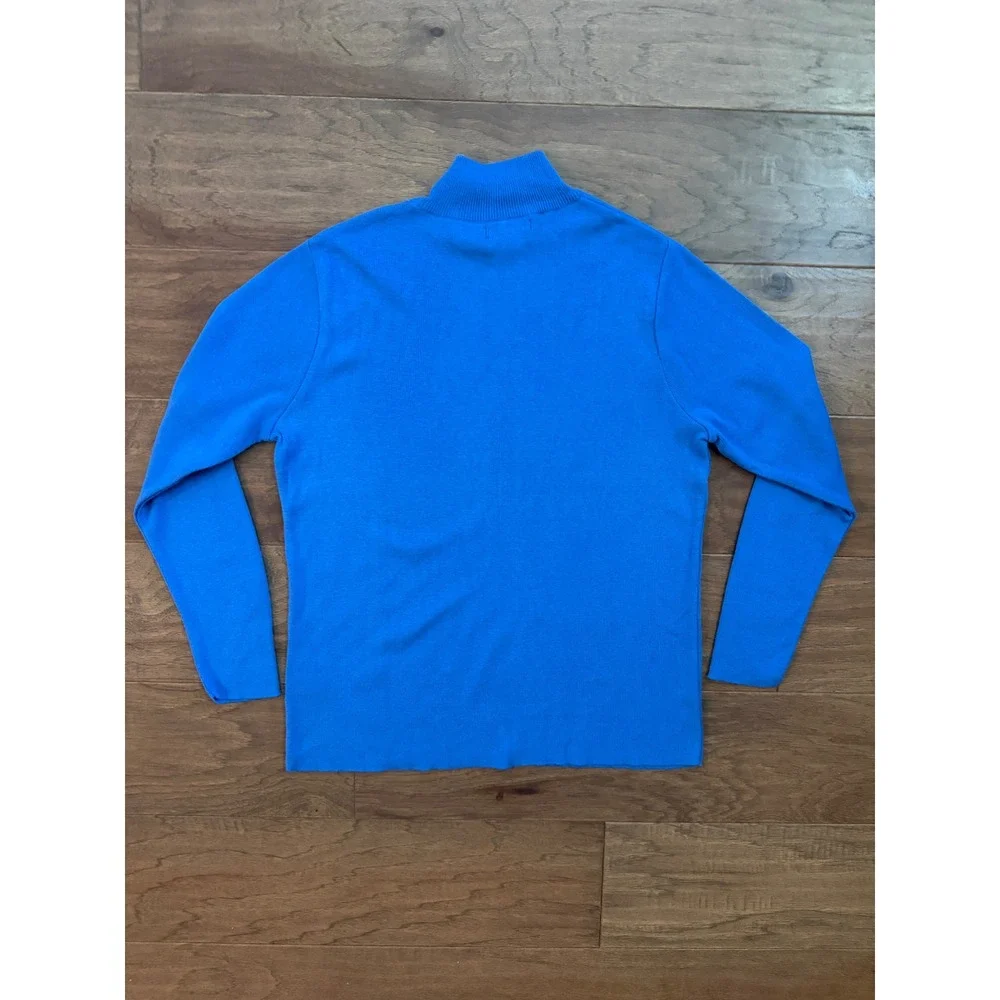 Parkhurst Mock Neck Sweater Womens Large Blue Cotton Rayon Solid Long Sleeve Top